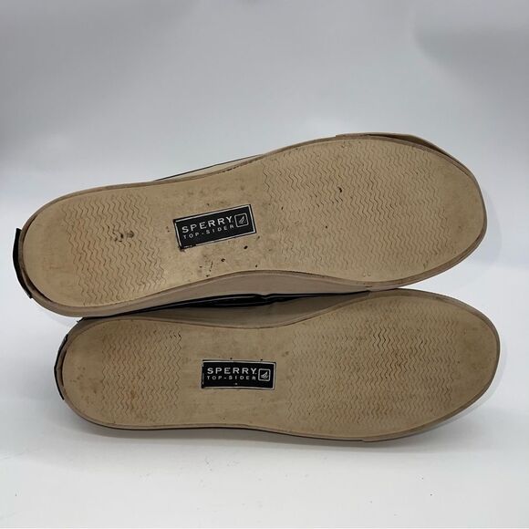 Sperry Top-Siders Black Sequined Covered Deck Shoes w/Ribbon Laces - Picture 9 of 10